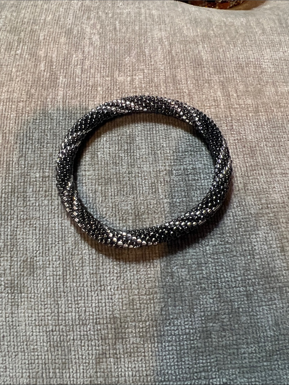 Sparkling Black & Silver Beaded Stretch Bracelet